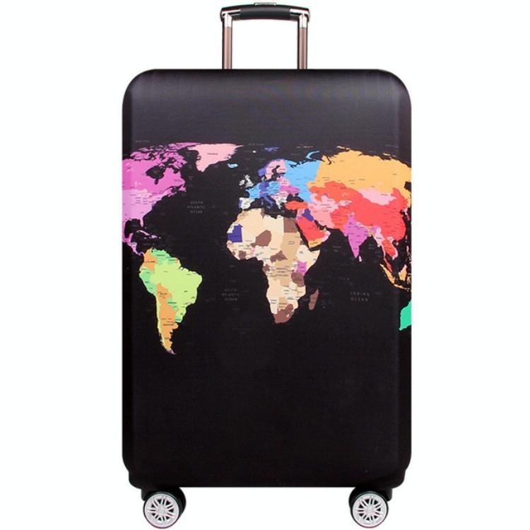 Protective Elastic Suitcase Cover - Fits 26-28 Inch Luggage - Dustproof &amp; Scratch-proof - World Map