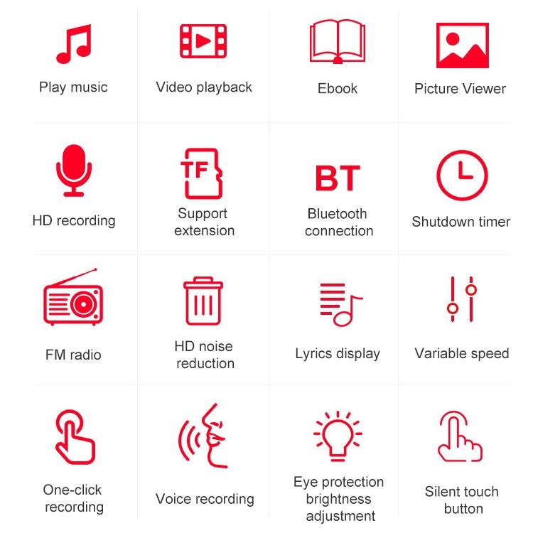 16Gb Touch Screen Bluetooth Mp3 Player With Recorder