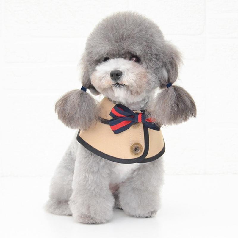 Dog Shawl Saliva Towel Scarf Pet Bow Tie Jewelry Accessories - Size L - Khaki