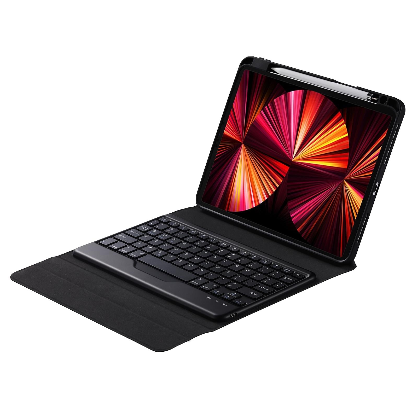 Bluetooth Keyboard Leather Case For Ipad Pro 11 With Triangle Holder & Pen Slot - Fits 2021 / 2020 / 2018 & Air 4 10.9 - Splittable - Black Diamond Pattern