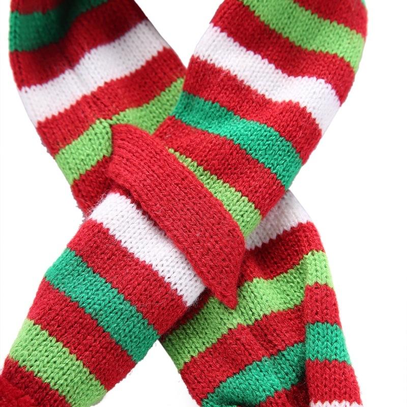 Dog Scarf Christmas Pet Accessories Winter Warmth Pet Scarf - Size Xl Red And Green Stripes
