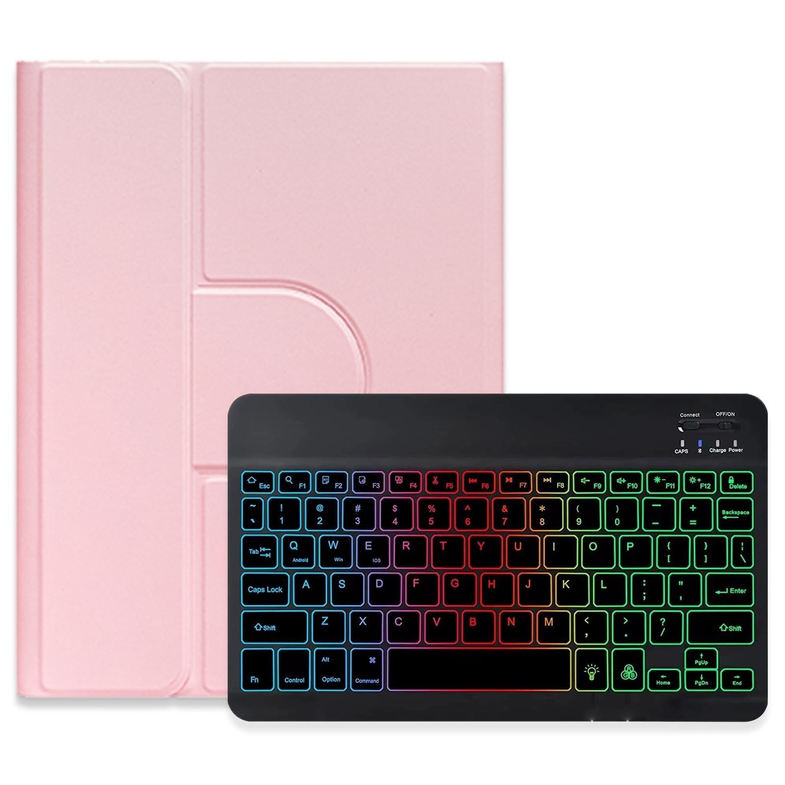 360 Degree Rotatable Bluetooth Keyboard Leather Case With Three-Colour Backlight - Mint Green - For Ipad 10.2 2021 / Air 2019