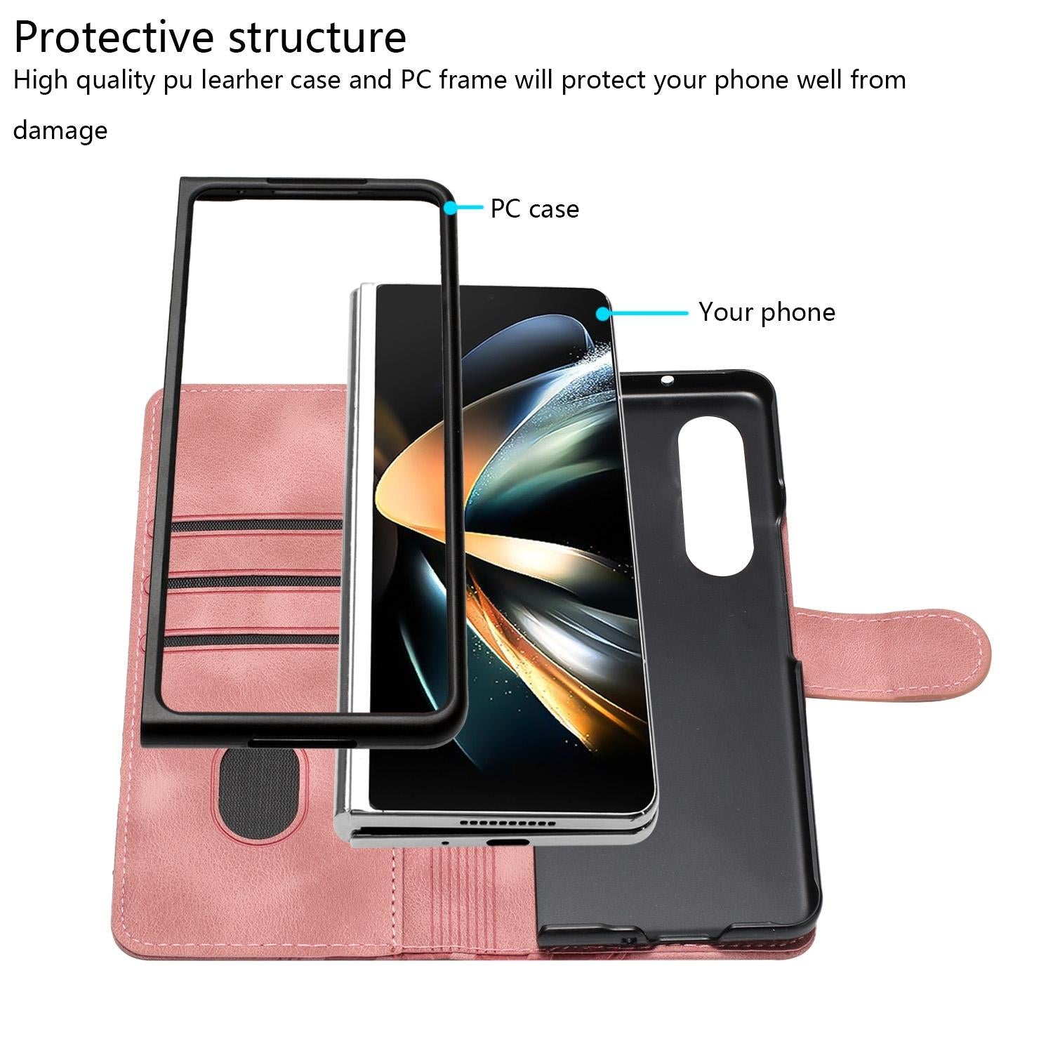 For Samsung Galaxy Z Fold4 5G Embossed Elephant Head Phone Case With Lanyard - Light Purple