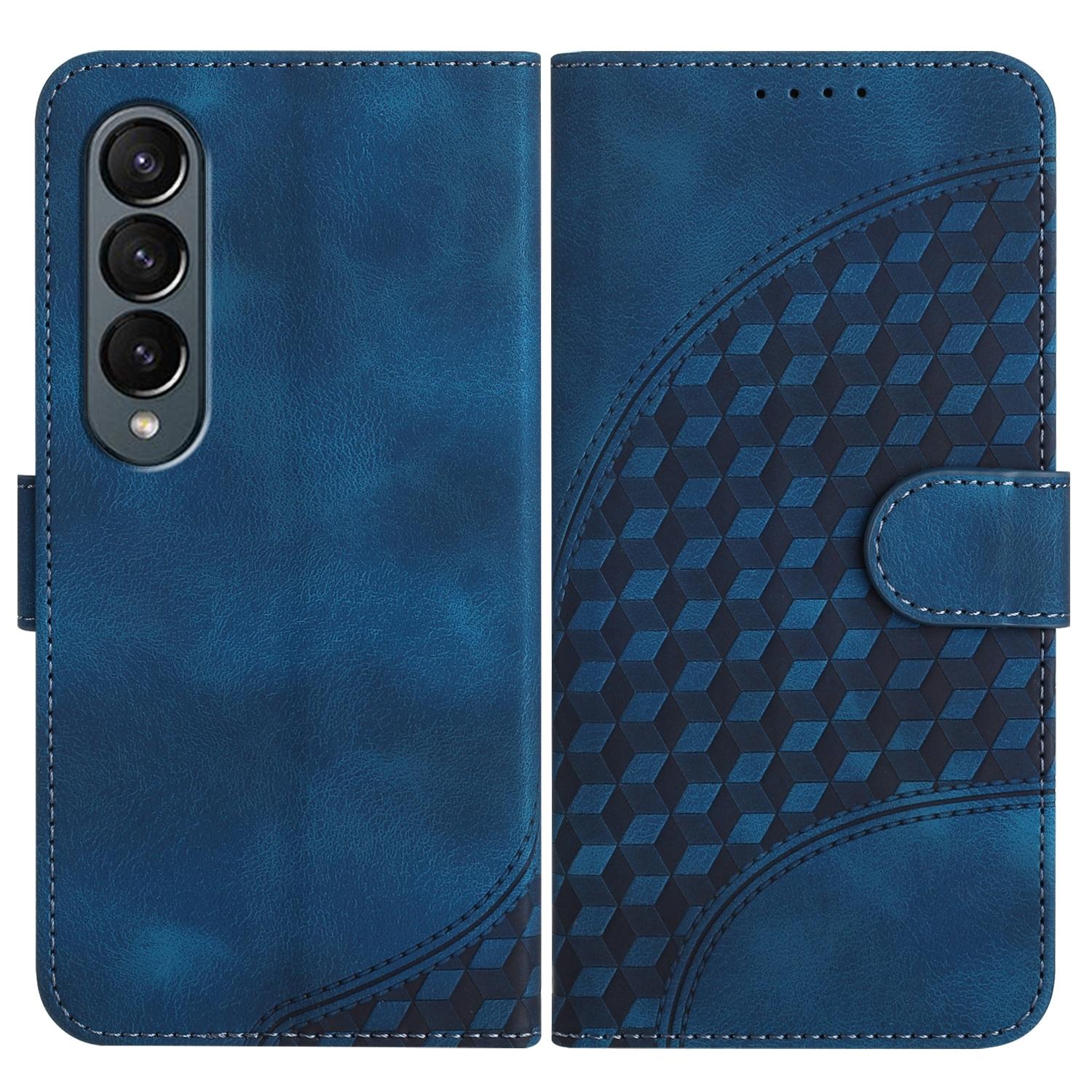 For Samsung Galaxy Z Fold4 5G Embossed Elephant Head Phone Case With Lanyard - Light Purple