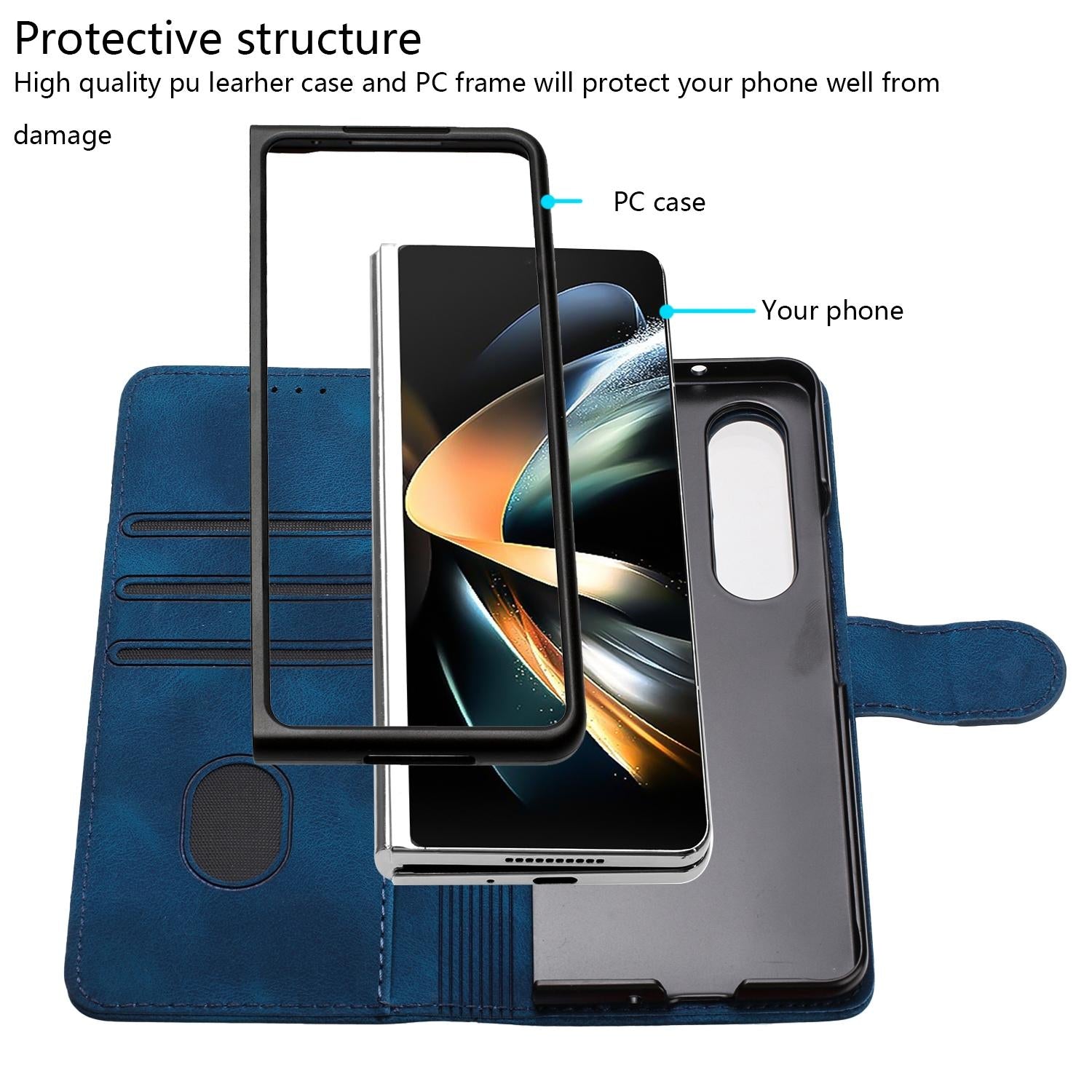 For Samsung Galaxy Z Fold4 5G Embossed Elephant Head Phone Case With Lanyard - Light Purple
