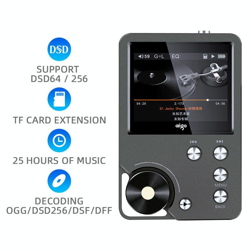 Lossless Dsd256 Music Player Silver Gray - With 128Gb Tf Card