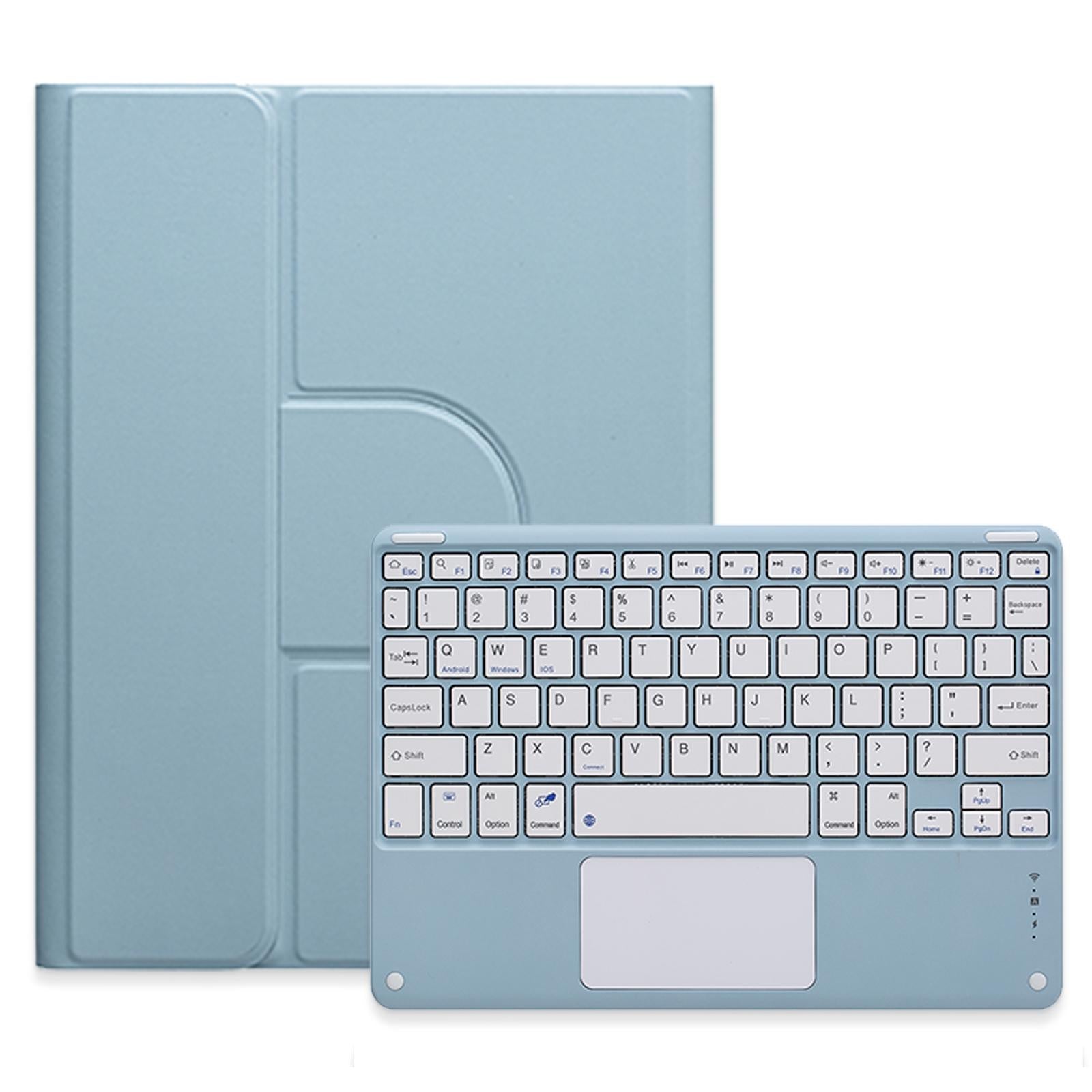 360 Degree Rotatable Bluetooth Keyboard Leather Case With Touchpad - Square Button - Mint Green - For Ipad 10Th Gen 10.9 2022