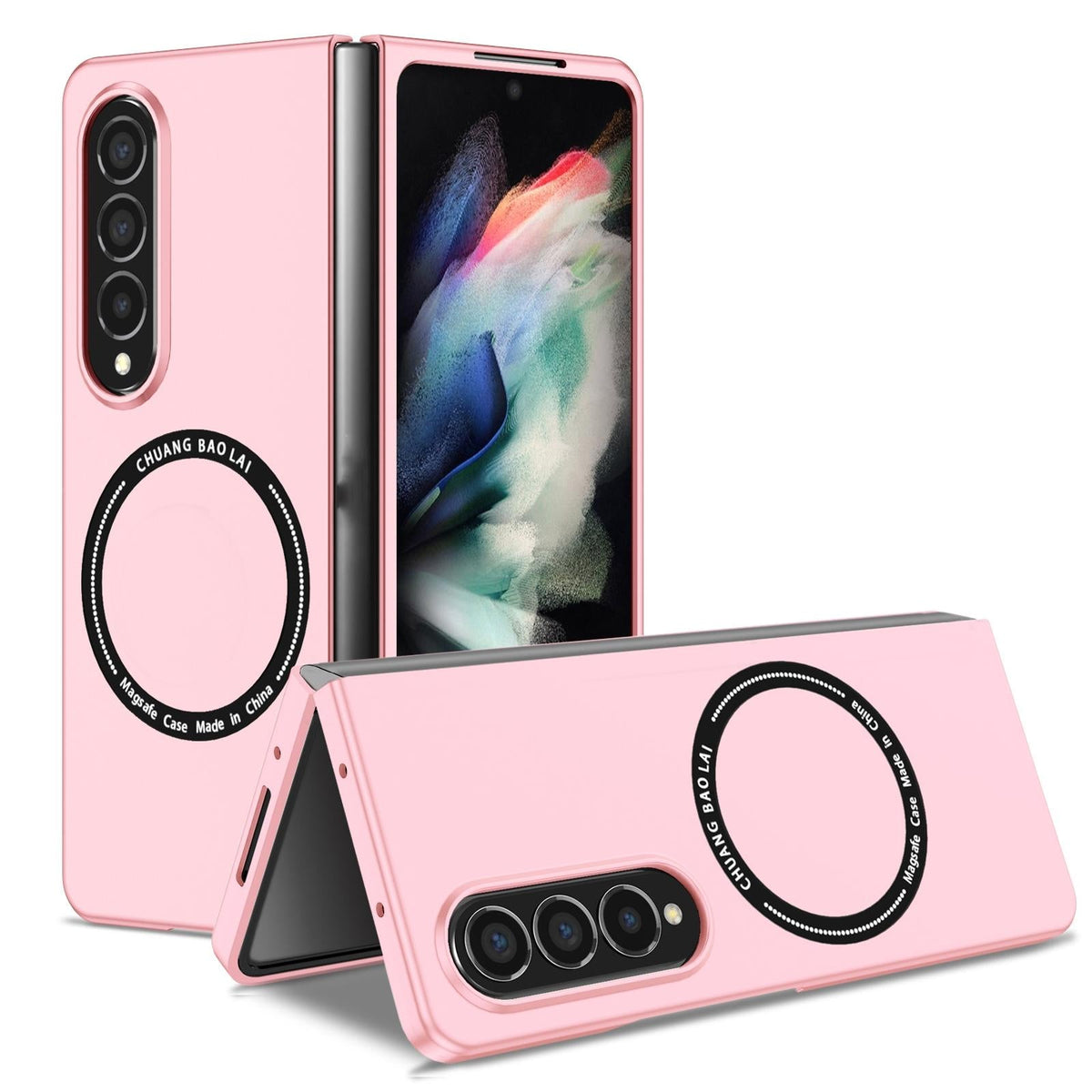 For Samsung Galaxy Z Fold4 5G Secure &amp; Portable Magnetic Folding Case - Pink