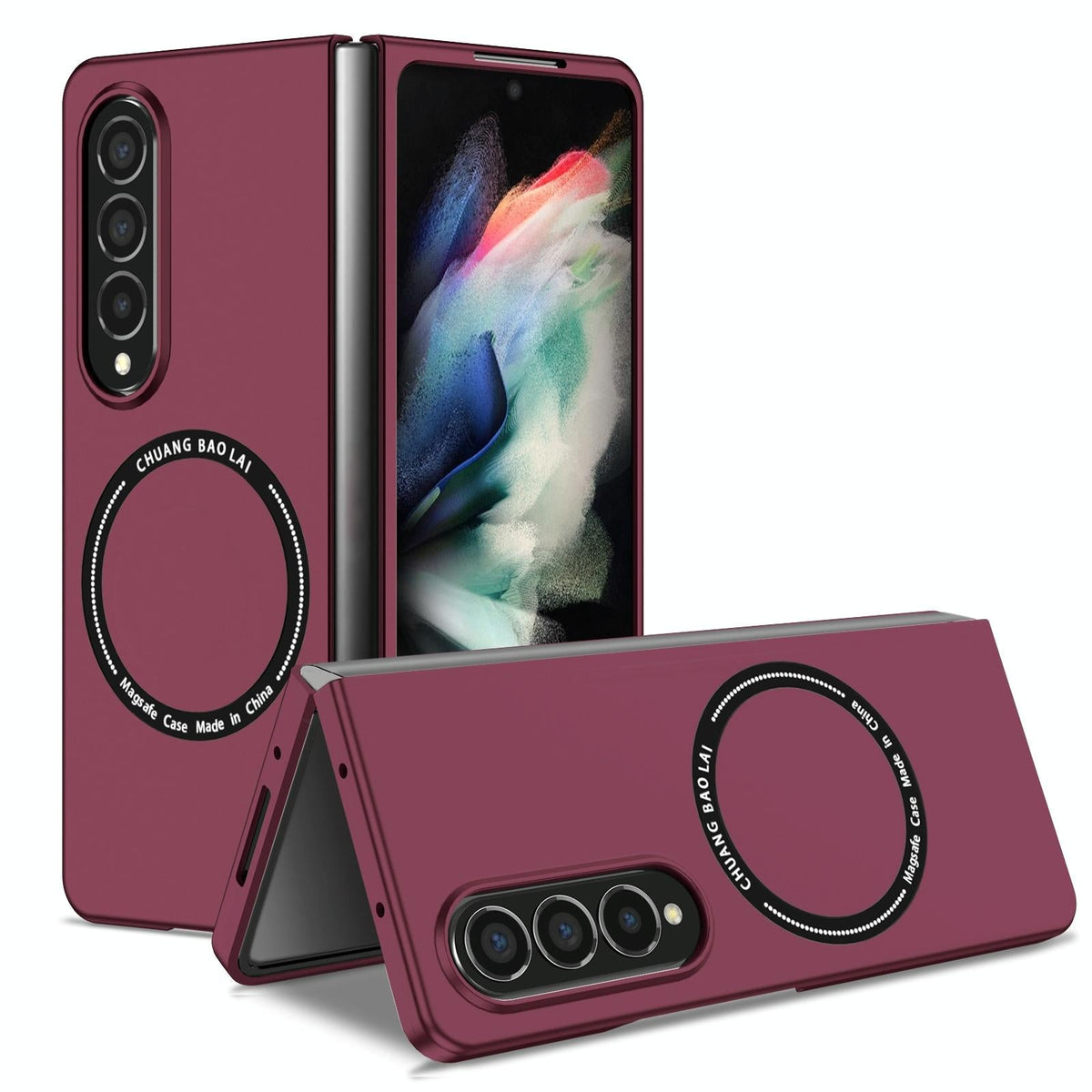 For Samsung Galaxy Z Fold4 5G Secure & Portable Magnetic Folding Case - Pink