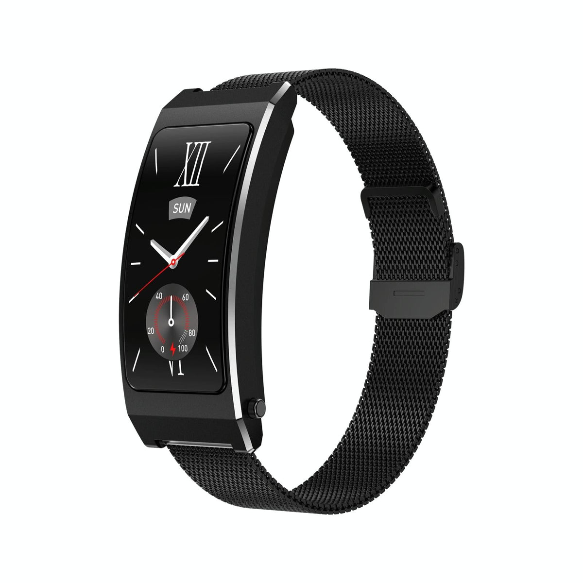 Smart Health Monitoring Bracelet With Bt Call And Leather Strap - Black Leather Strap