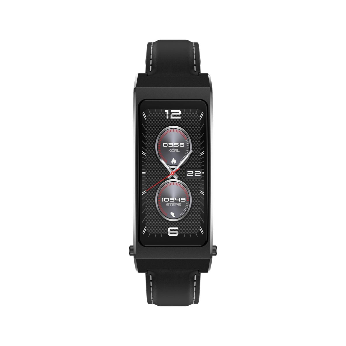 Smart Health Monitoring Bracelet With Bt Call And Leather Strap - Black Leather Strap