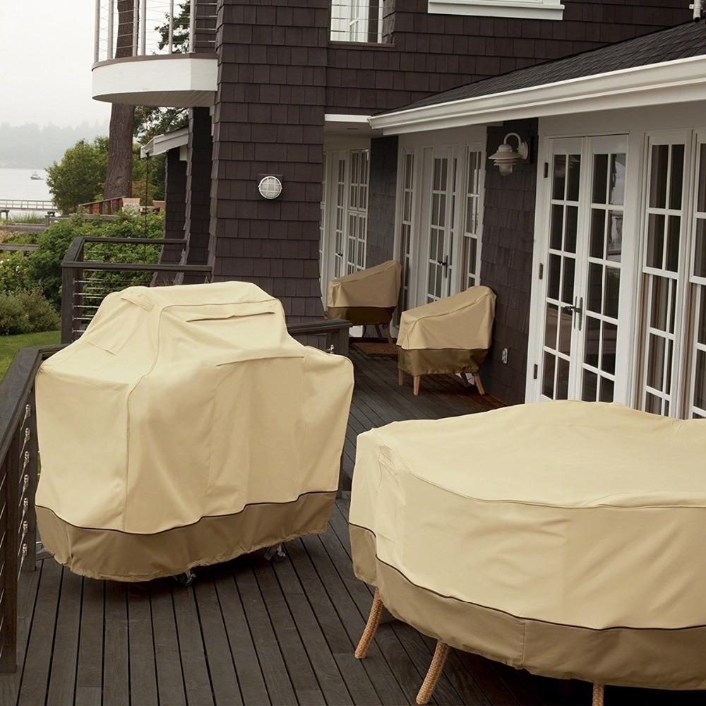 Waterproof Bbq Cover with Sundry Bag - Oxford Cloth 170x61x117cm Beige