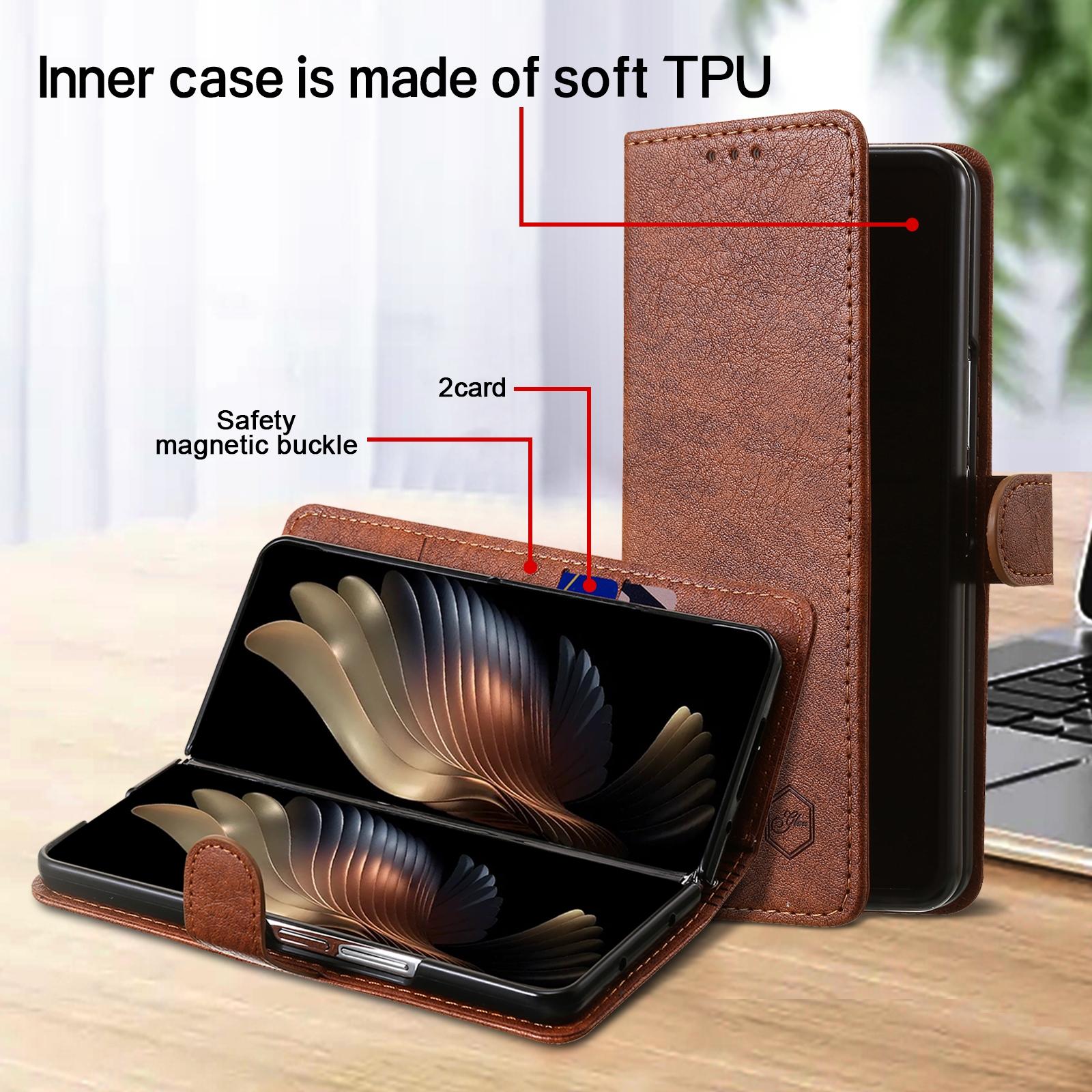 For Samsung Galaxy Z Fold4 5G Leather Texture Phone Case - Pu Tpu - Black