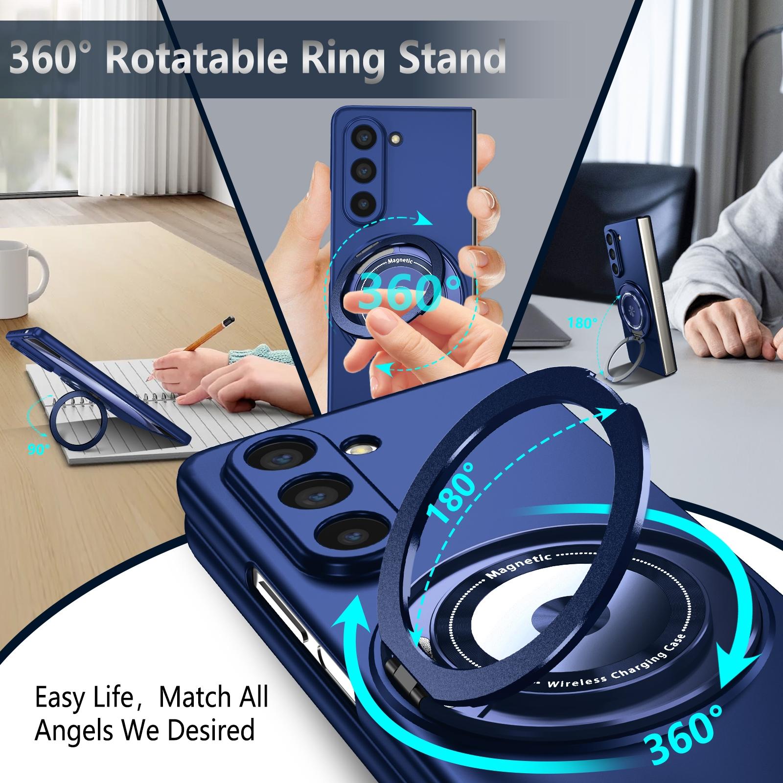 For Samsung Galaxy Z Fold4 5G Shockproof 360 Degree Rotating Case - Blue