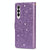 For Samsung Galaxy Z Fold4 5G Sparkling Leather Zip Case - Zipper Closure - Sky Blue
