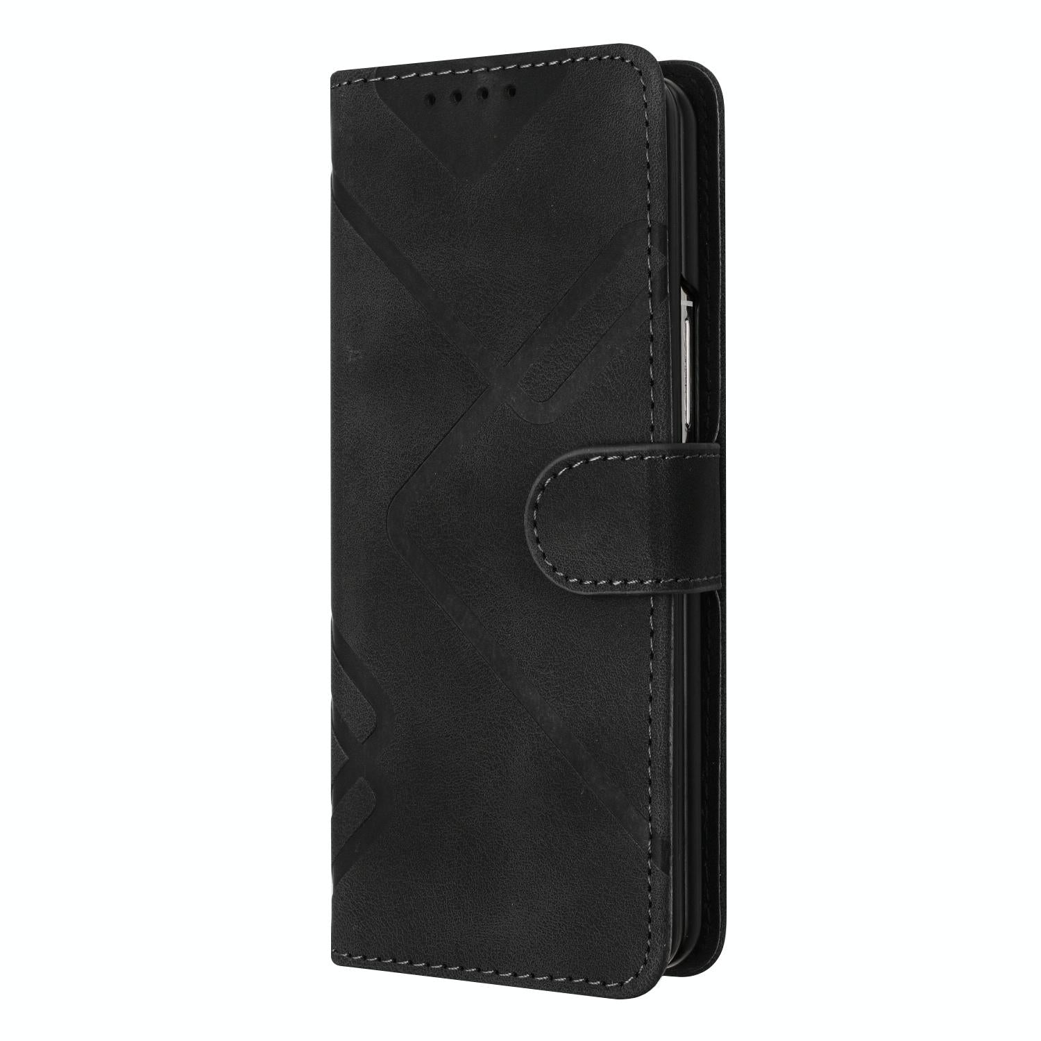 For Samsung Galaxy Z Fold4 5G Smooth Leather Phone Case - Line Pattern - Red