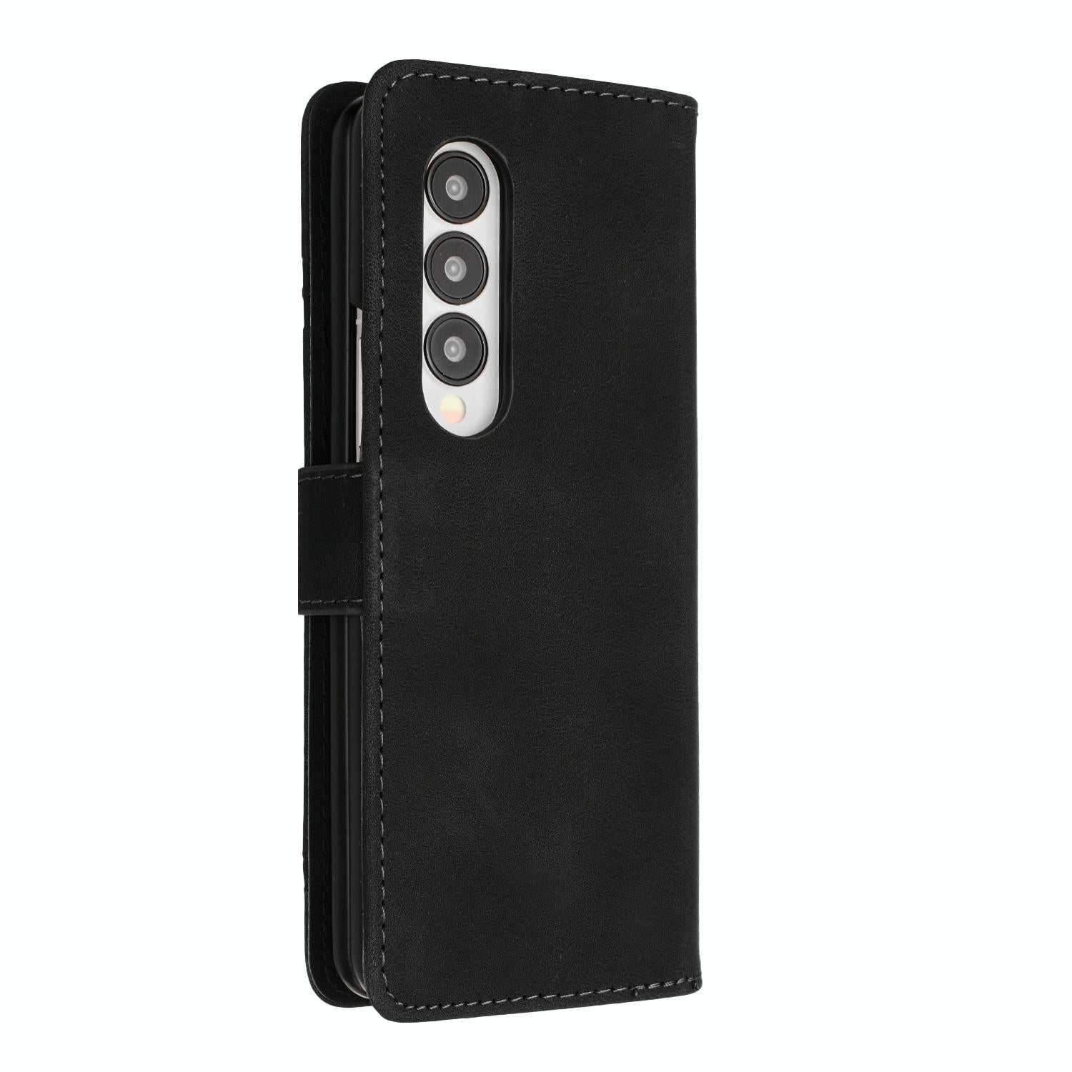 For Samsung Galaxy Z Fold4 5G Smooth Leather Phone Case - Line Pattern - Red