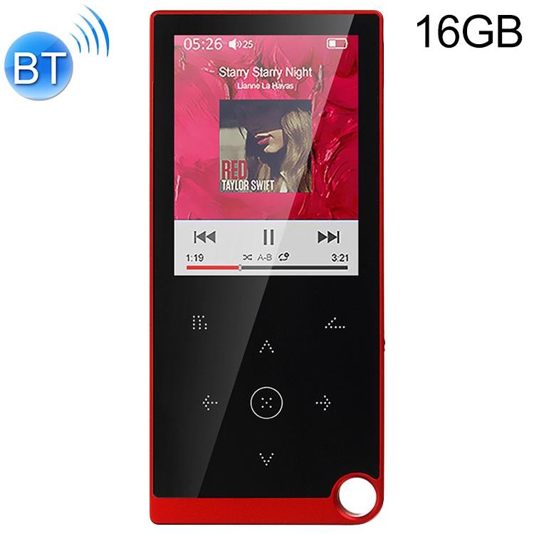 2.4 Inch Touch Mp4 / Mp3 Player 16Gb Memory Bluetooth E Book Alarm Timer - Red