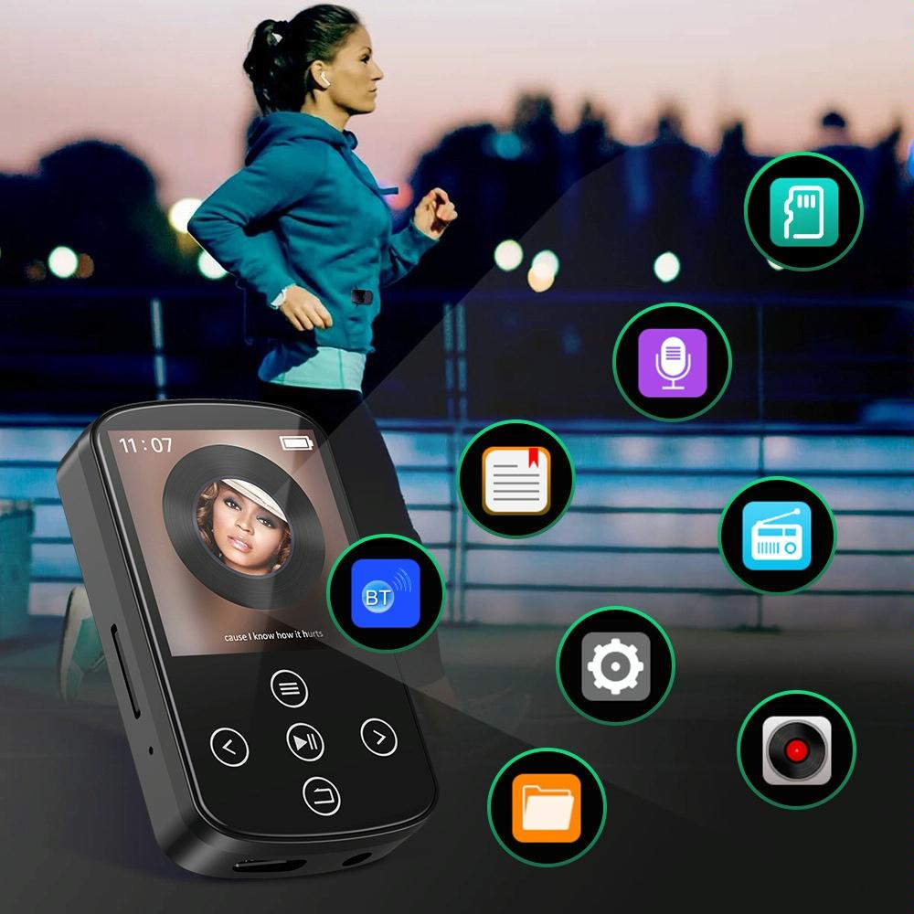 Touch Screen Mp3 Bluetooth Music Player 128Gb Memory Hifi Sports Clip - 128Gb