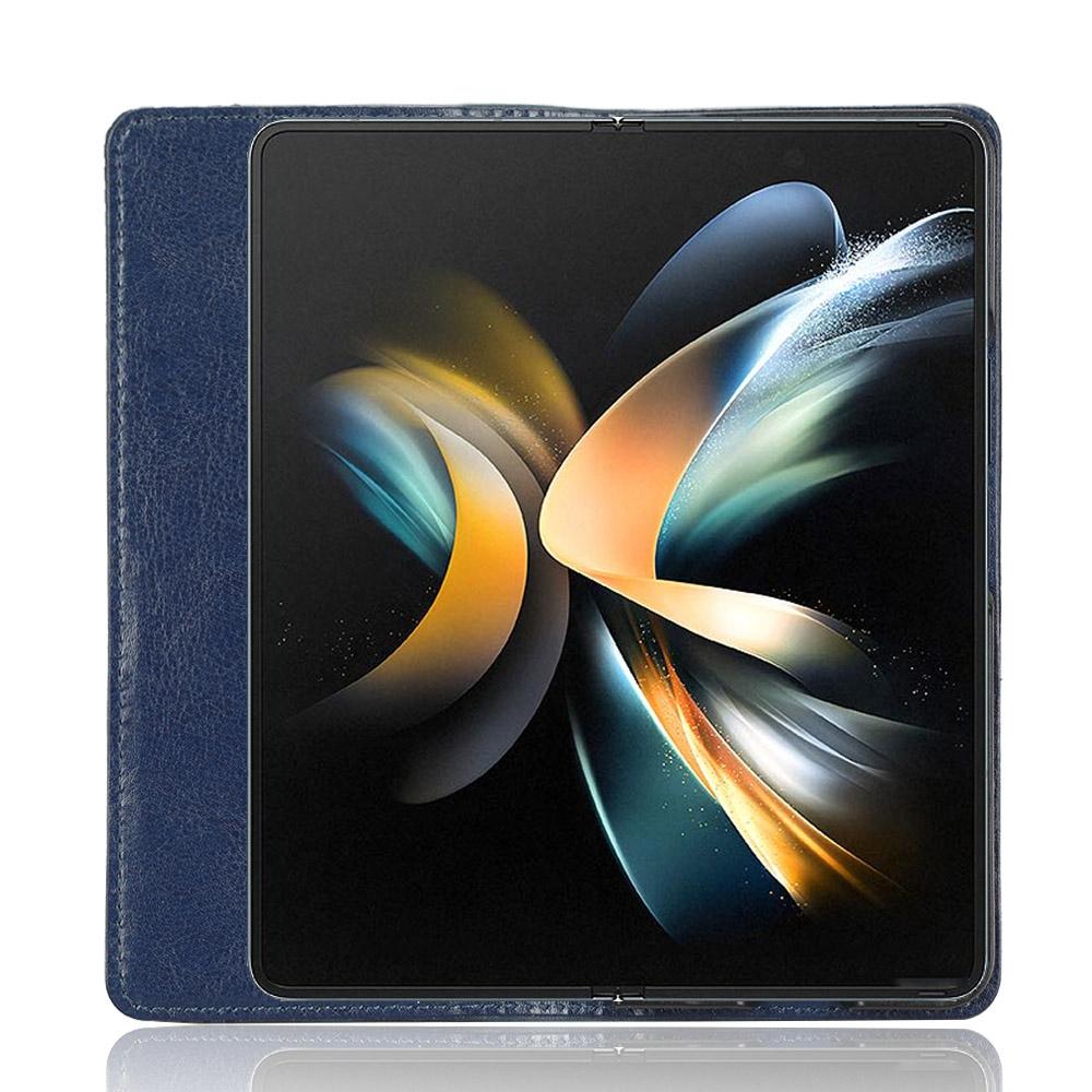 For Samsung Galaxy Z Fold4 5G Vintage Leather Phone Case With Magnetic Buckle - Black