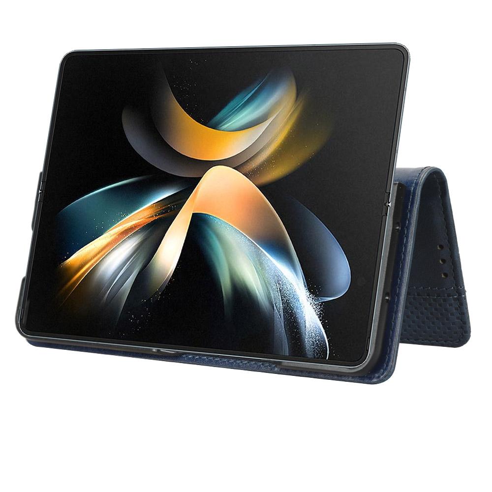 For Samsung Galaxy Z Fold4 5G Vintage Leather Phone Case With Magnetic Buckle - Black