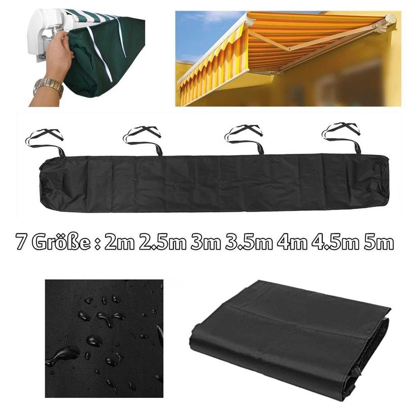 Waterproof Retractable Canopy for Outdoor Patio - 5m Size - Black