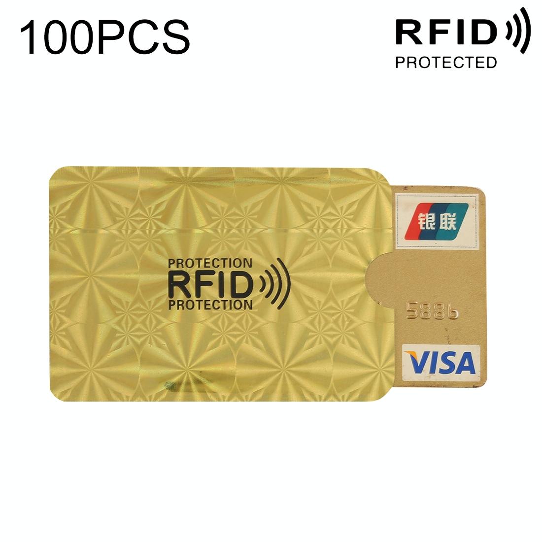 100-pack Aluminum Foil Rfid Blocking Credit Card Case - Golden Snowflake