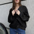 Fashion Cardigan Solid Colour Knit Button Sweater Black - Black S