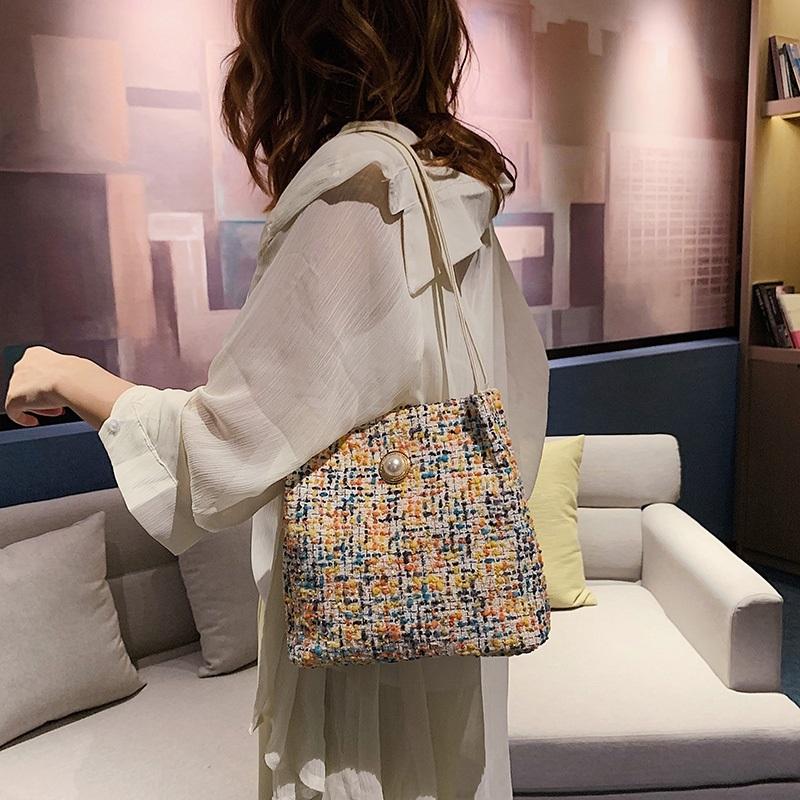 Black Woolen Knit Bucket Bag For Women - Black Onesize