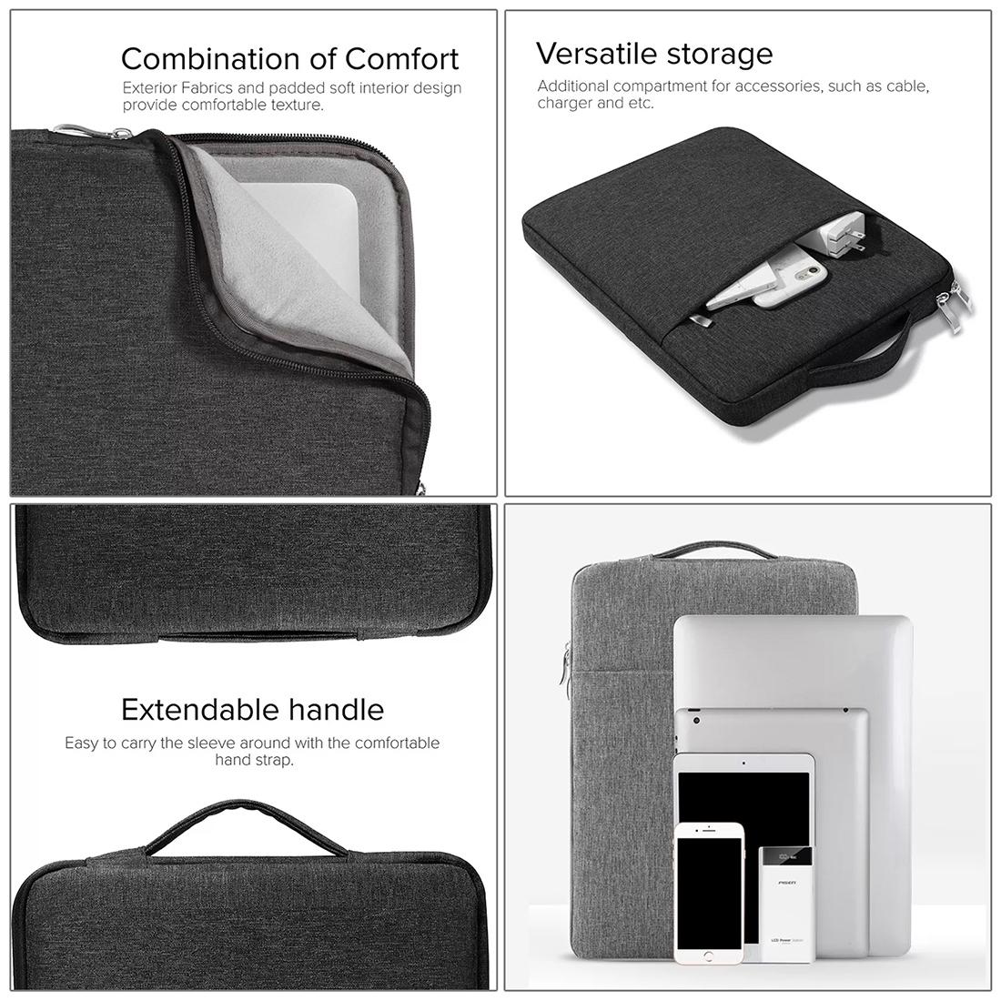 Universal Denim Laptop Case for 11.6 Notebooks - Portable and Stylish - Fits Macbook Air - 32.2x21.8x2cm - Black