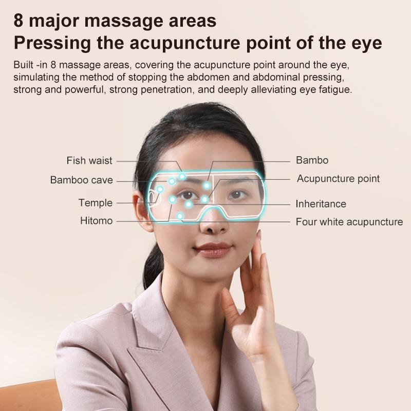 Smart Eye Massager With Hot Compress Air Pressure & Vibration - Black