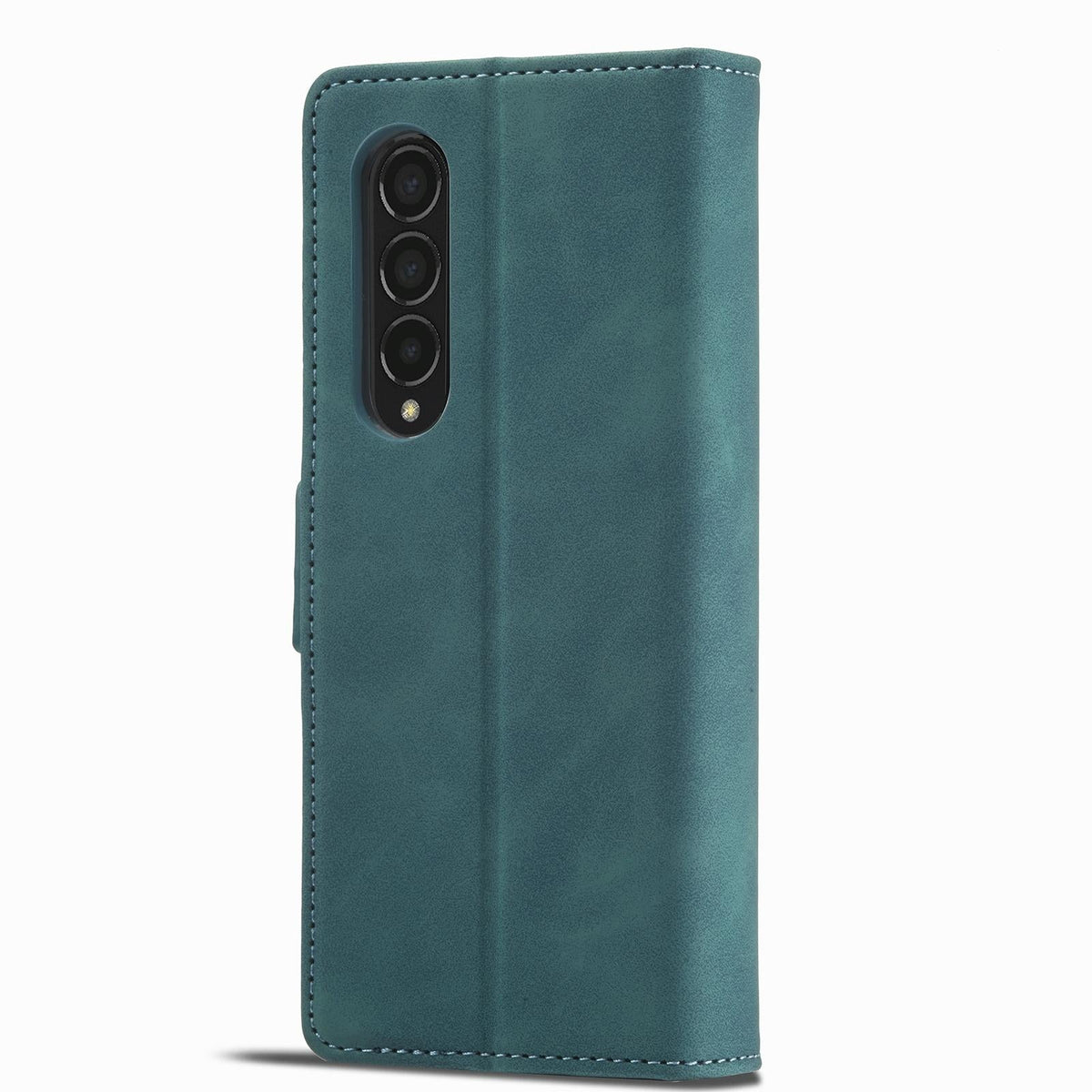 For Samsung Galaxy Z Fold4 5G Leather Dual Side Buckle Phone Cover - Dark Cyan