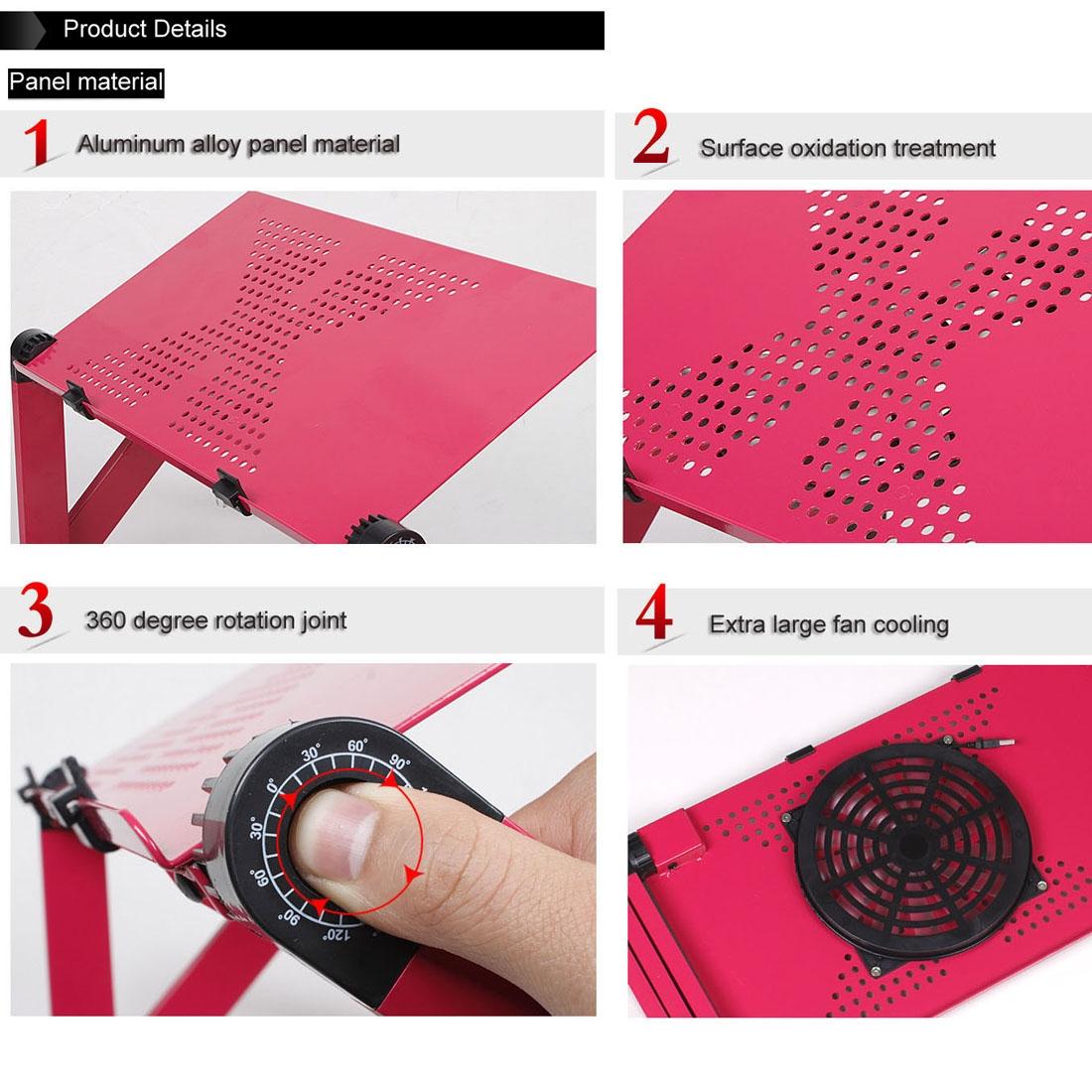 Adjustable Foldable Laptop Stand with Fans & Mouse Pad - Portable Aluminum Alloy - Black