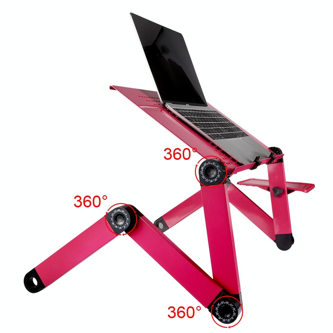 Adjustable Foldable Laptop Stand with Fans & Mouse Pad - Portable Aluminum Alloy - Black