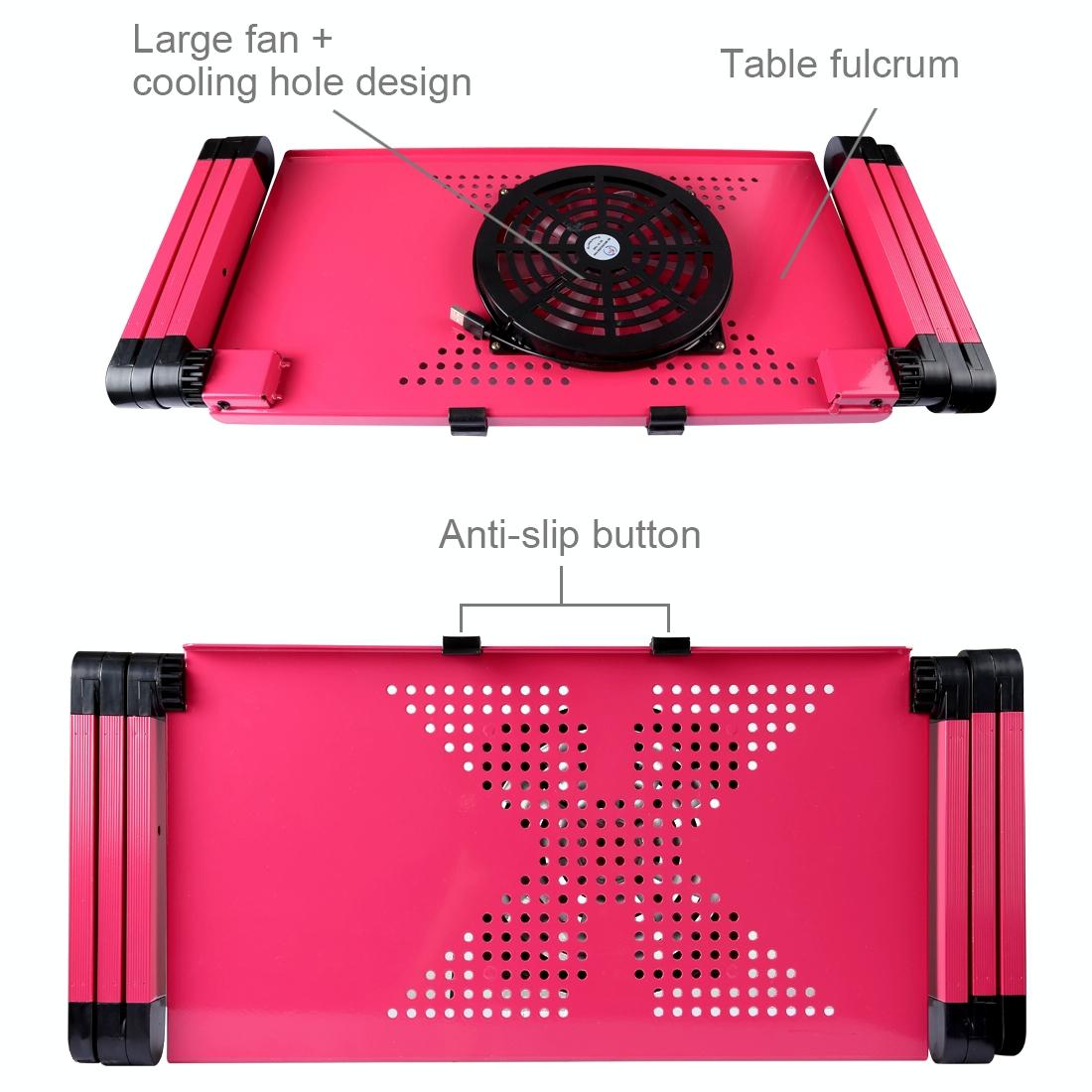 Adjustable Foldable Laptop Stand with Fans & Mouse Pad - Portable Aluminum Alloy - Black