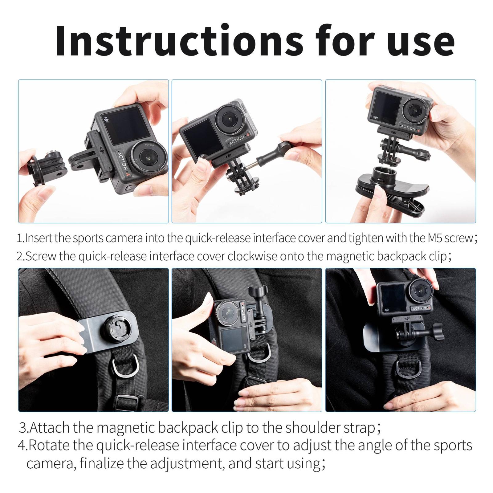 360 Degree Rotating Magnetic Backpack Clip Mount