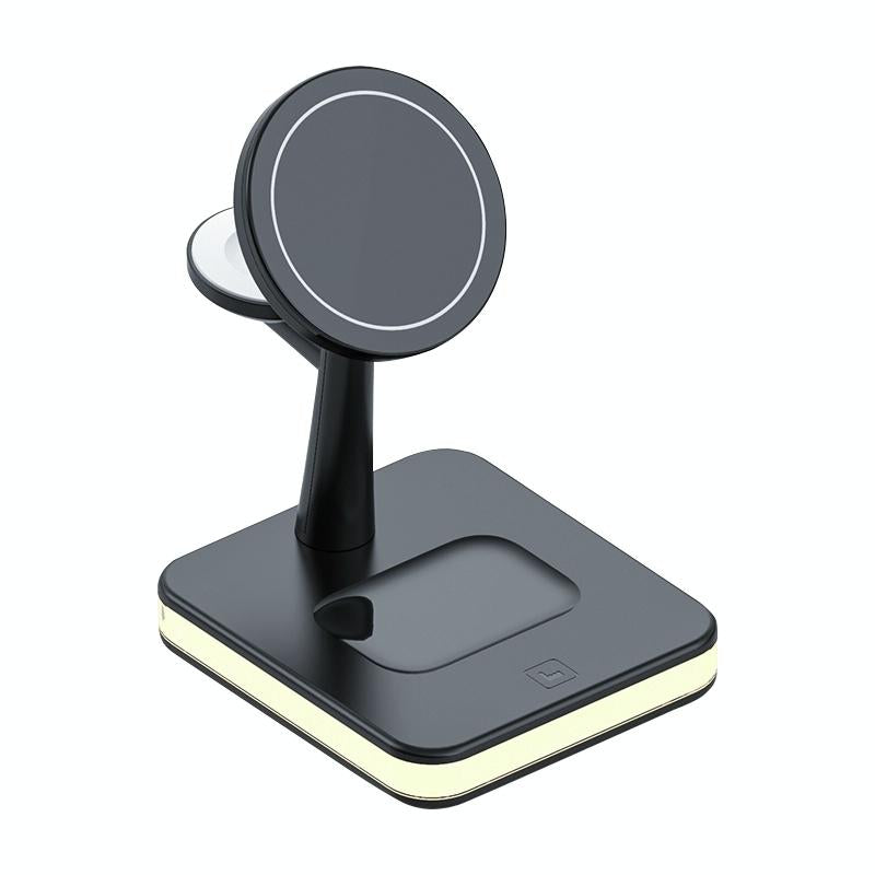 15W Wireless Fast Charger With 360° Rotating Holder - Black