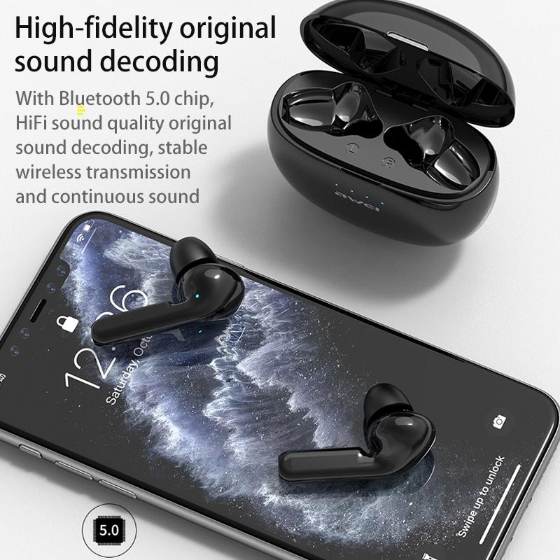 Wireless Sports Headset with Charging Case - T15 Tws Bluetooth V5.0 Black