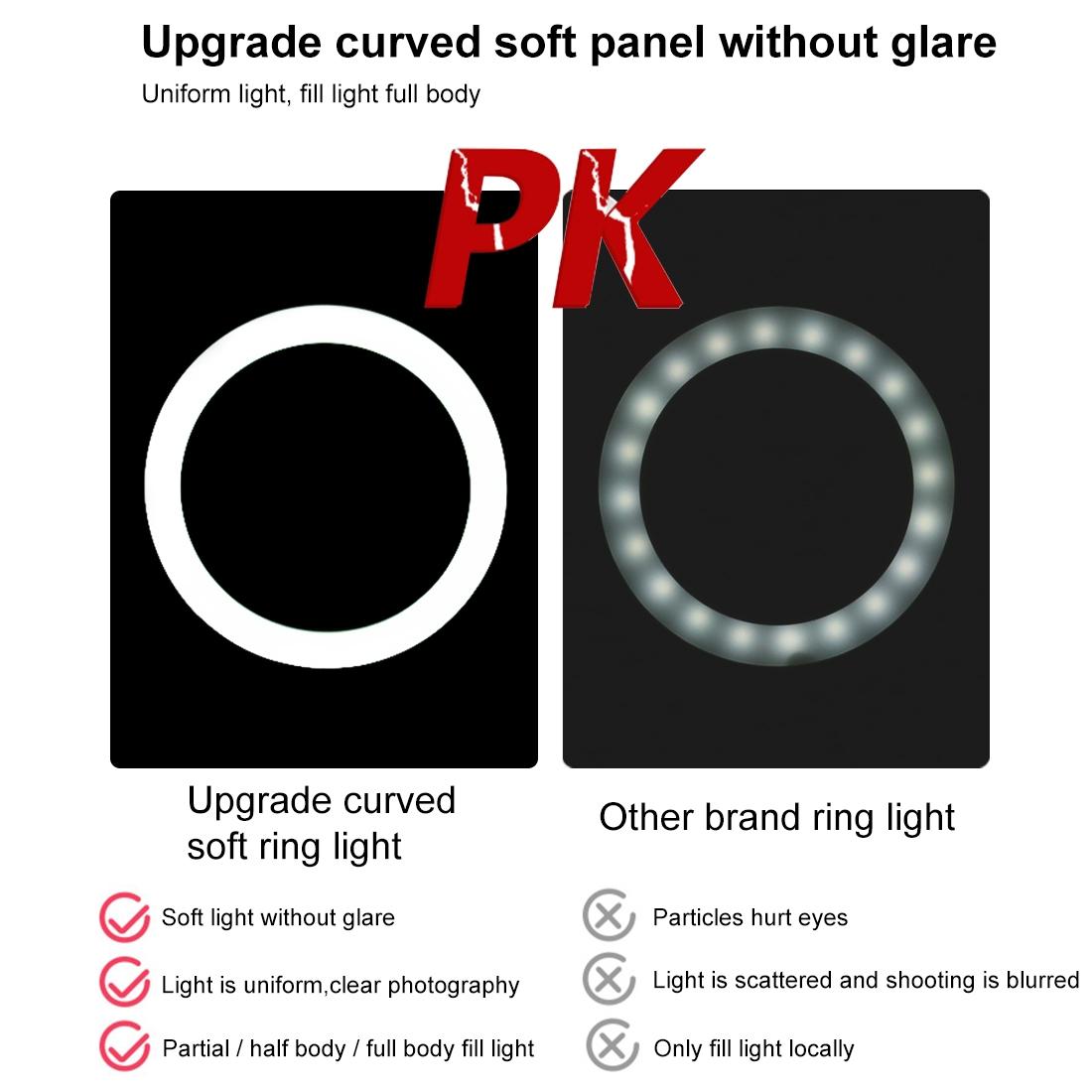 10.2 Led Ring Light with Tripod & Dual Phone Brackets - Usb Dimmable Dual Colour Temperature Selfie Remote - Black