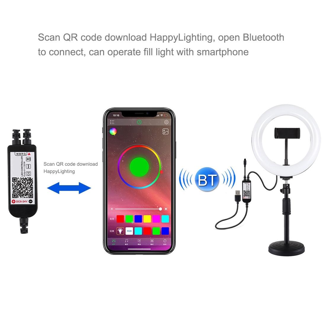 7.9 Rgbw Led Ring Light with Dual Colour Temperature and Phone Clamp