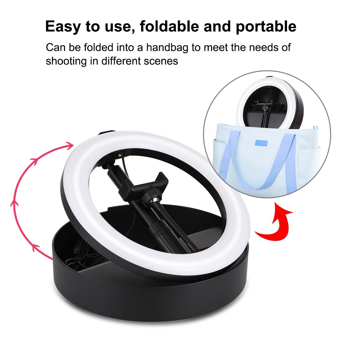 10.2 Dual-colour Led Ring Light with Usb Bluetooth Remote and Phone Holder - Black