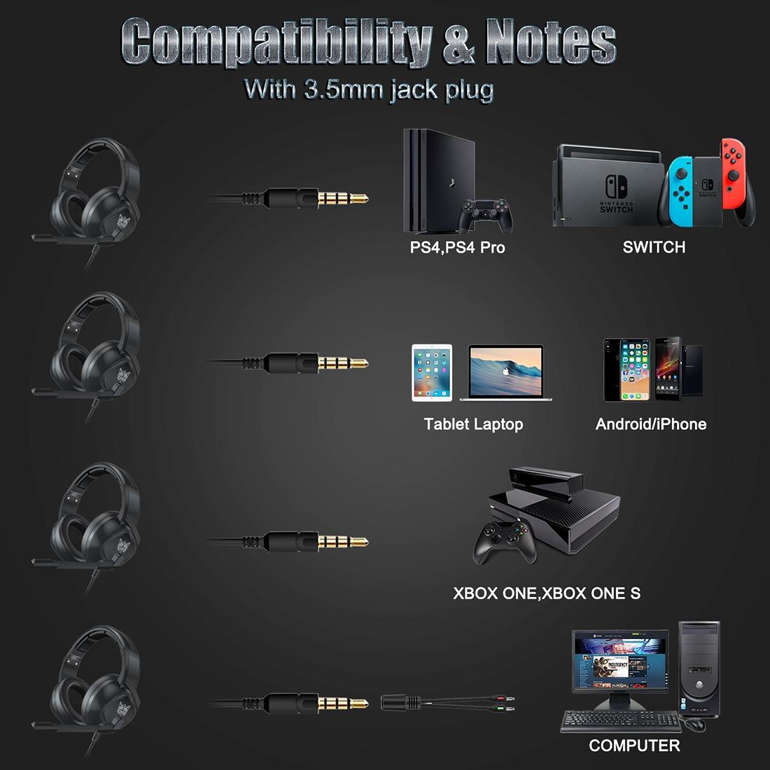 Adjustable Gaming Headset With Mic Black