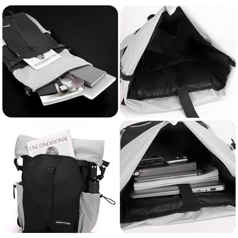 Large Capacity Contrast Backpack For Commuting - Gray