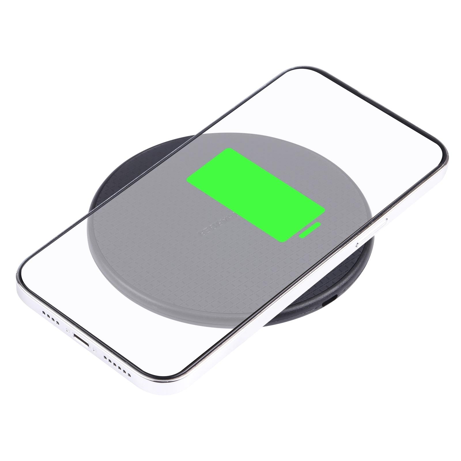 10W Plaid Pattern Round Wireless Charger - Black
