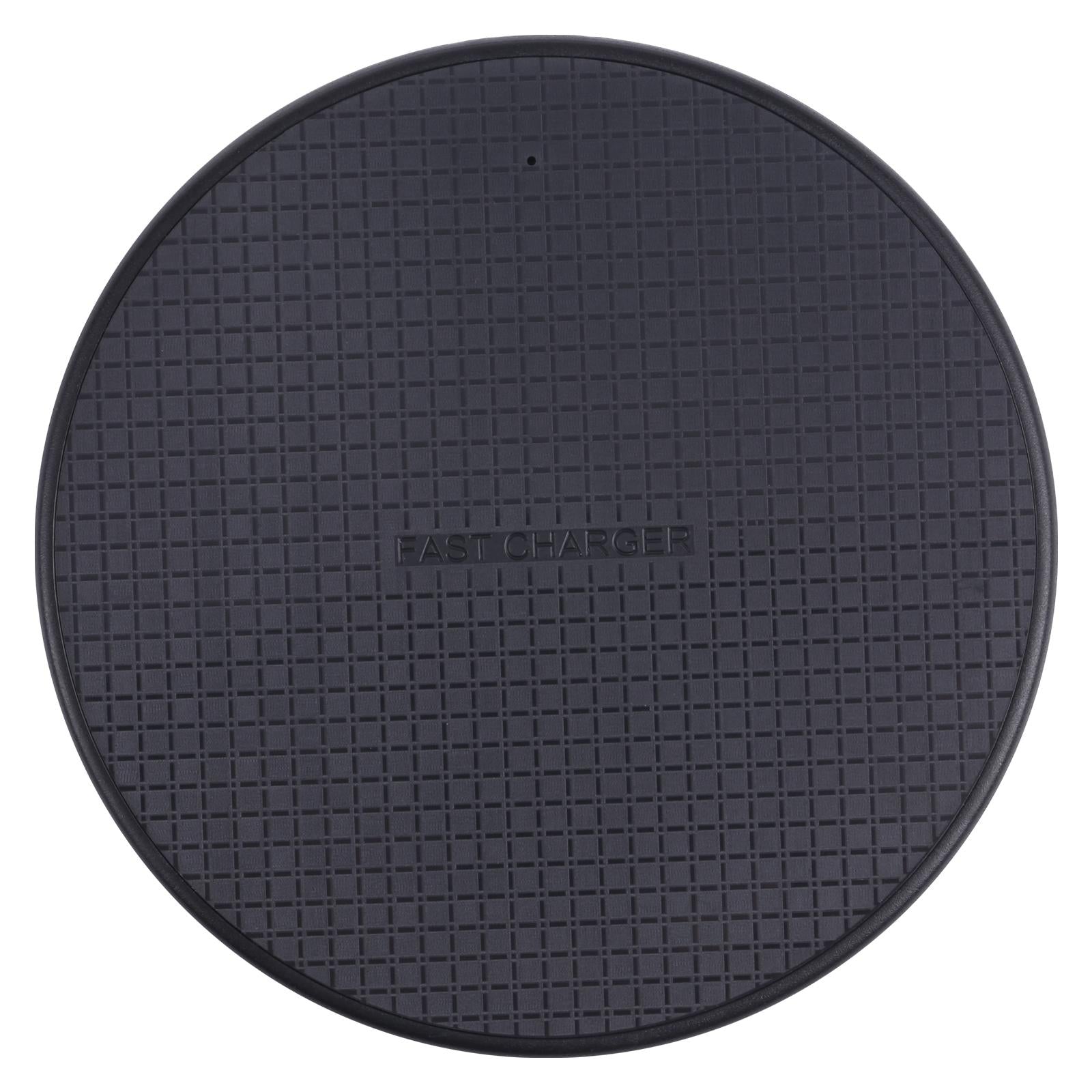 10W Plaid Pattern Round Wireless Charger - Black