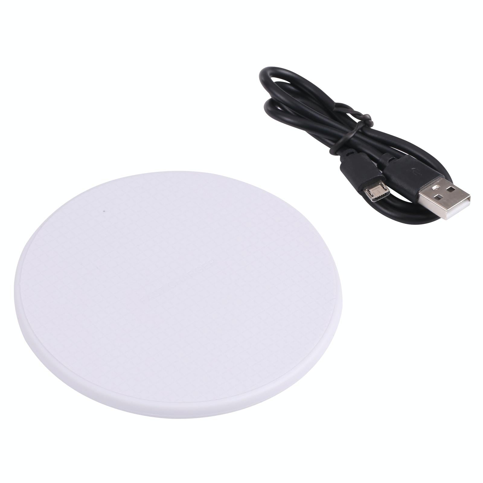 10W Plaid Pattern Round Wireless Charger - Black