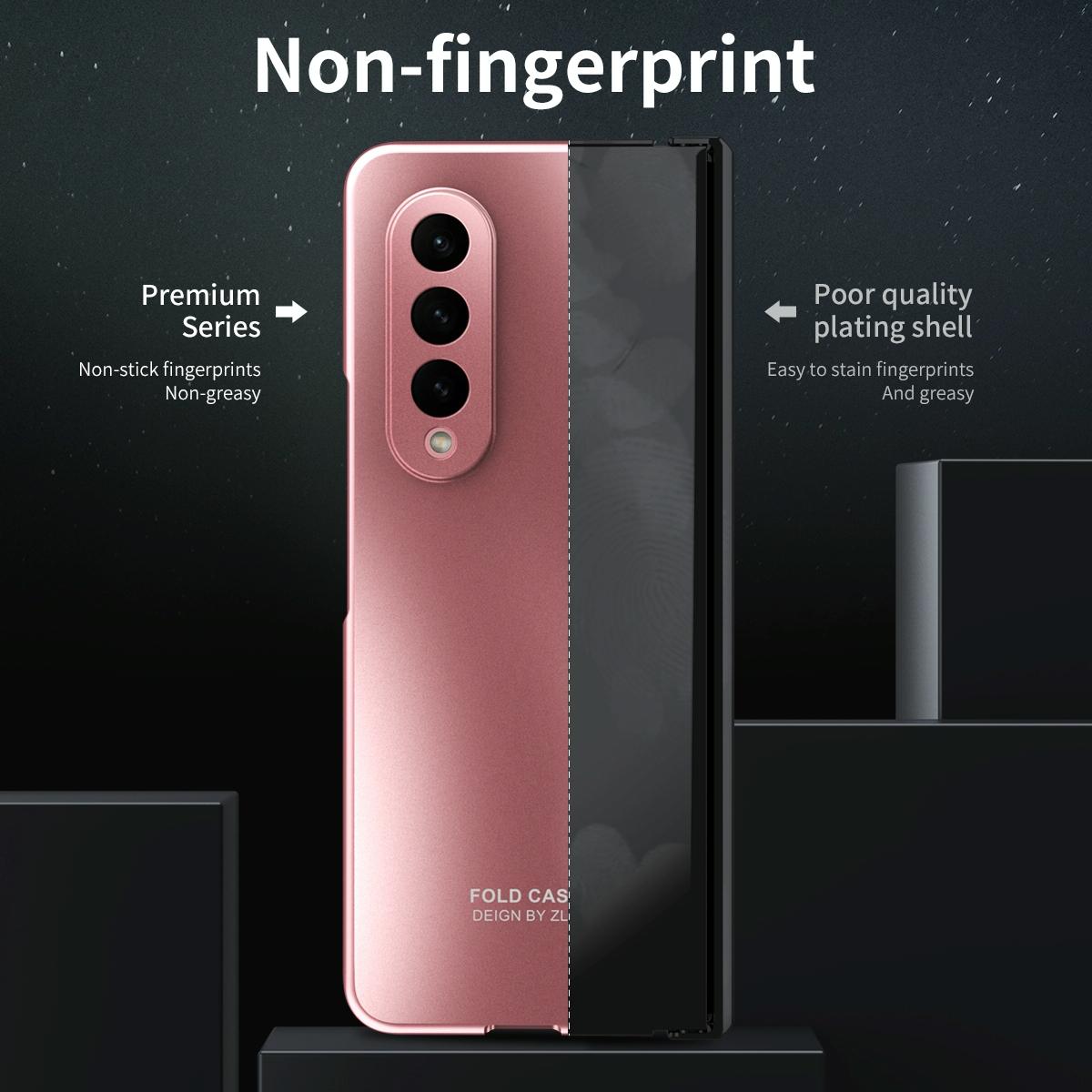 For Samsung Galaxy Z Fold4 5G Foldable Electroplated Case - Rose Gold