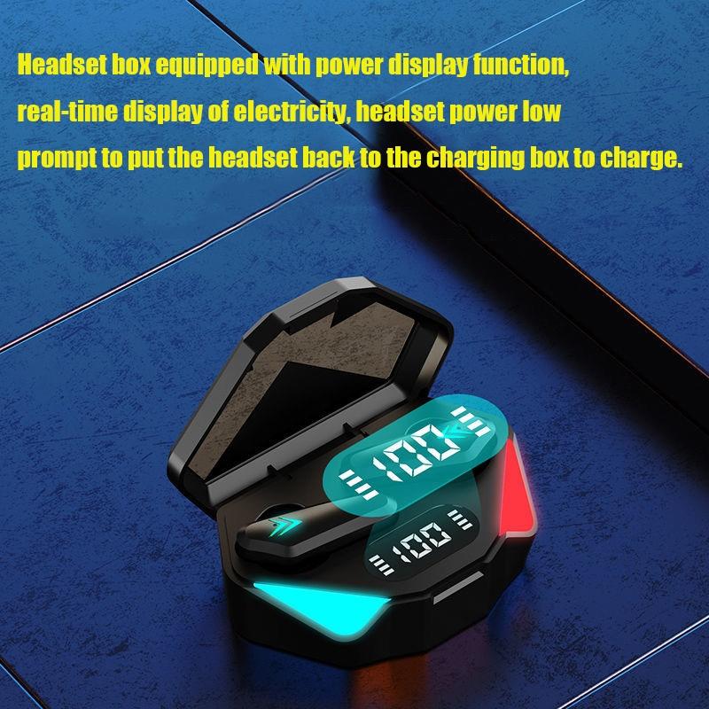True Wireless Gaming Earbuds with Touch Control and Led Charging Case - Black