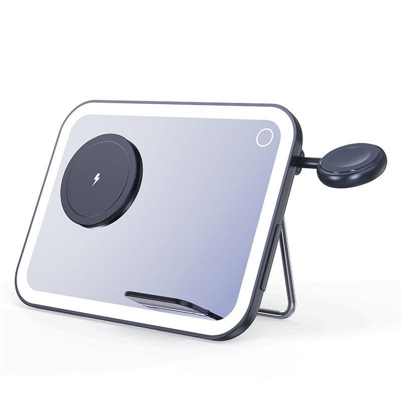 15W 3 In 1 Magnetic Led Makeup Mirror Charger - Pink