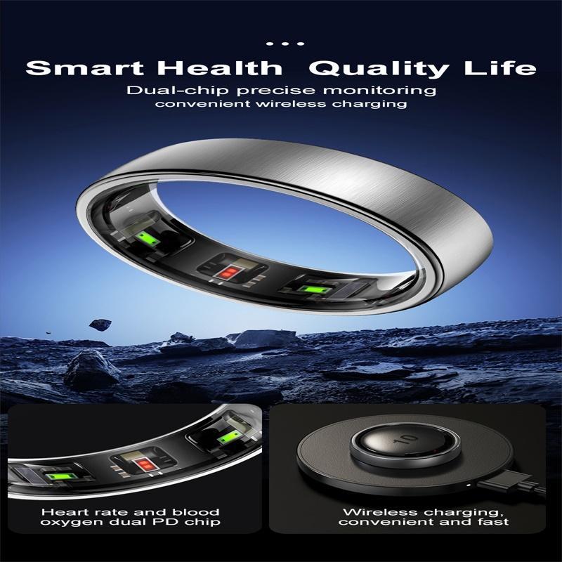 Smart Ring Heart Rate Blood Oxygen Sleep Sports Size 7 - Gold